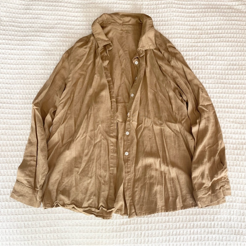 Tan button down top size XL